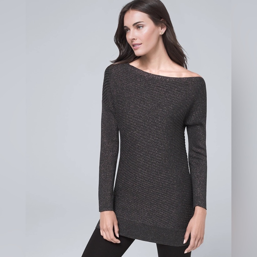 White House Black Market Luxe Off-The-Shoulder Tunic Sweater